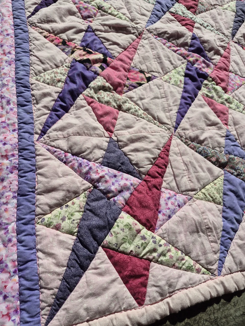 Handmade Pink & Purple Patchwork  Throw Blanket Quilt